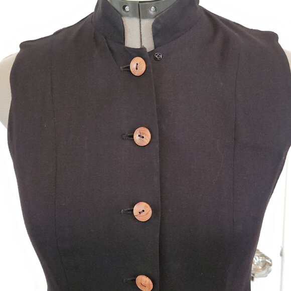 Vintage Claude Rene Black Linen Button Maxi Dress S- 4 - Picture 5 of 8